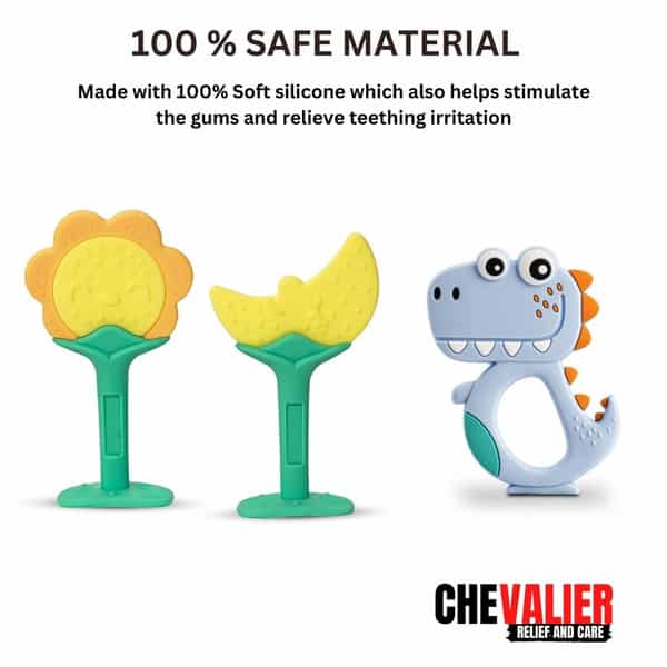 Chevalier Soft Silicone Rubber Baby Teether | Soothes Sore Gums Chew Infant Toy Combo 3 Symyds