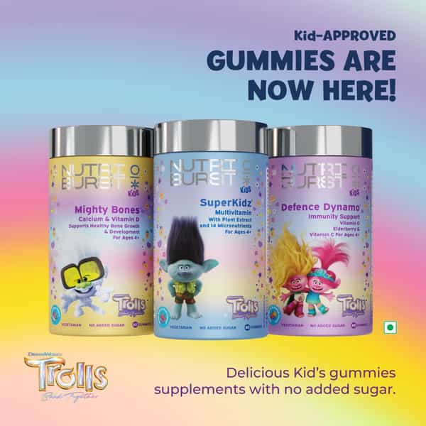 Nutriburst Mighty Bones Trolls Kids Gummies - 60 Gummy
