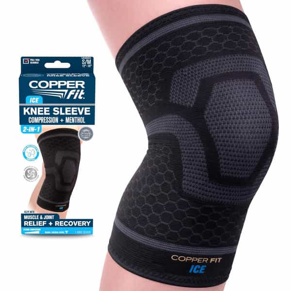 Copper Fit Ice Knee Sleeve Adults Menthol Infused Black S/M 1 Count