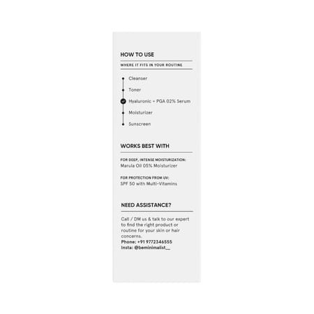 Minimalist Hyaluronic Acid 2% Serum For Intense Hydration Glow & Fines Lines With Vitamin B5 (30ml)