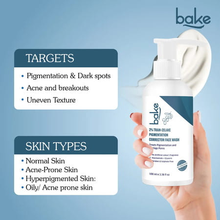 Bake 2% Tran-Zelaic Pigmentation Corrector Milky Face Wash (100Ml)