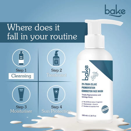 Bake 2% Tran-Zelaic Pigmentation Corrector Milky Face Wash (100Ml)