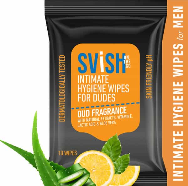Svish On The Go Intimate Hygiene Wipes For Men (Pack Of 4 | 40 Wipes) L Skin Friendly Ph