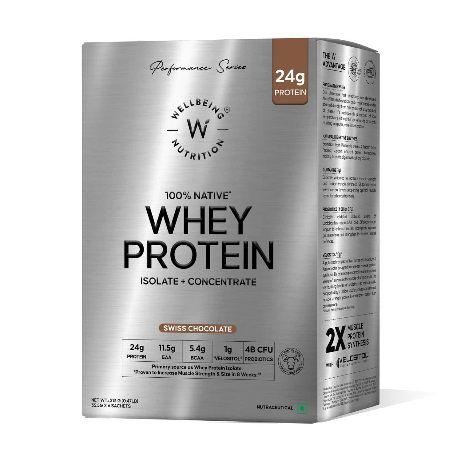 Wellbeing Nutrition Whey Protein Isolate + Concentrate (swiss Chocolate) | 213g Pack Of 6