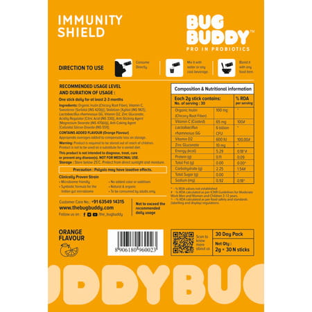 Bug Buddy Immunity Shield | Supports Immune And Digestive Health | 30 Days Pack