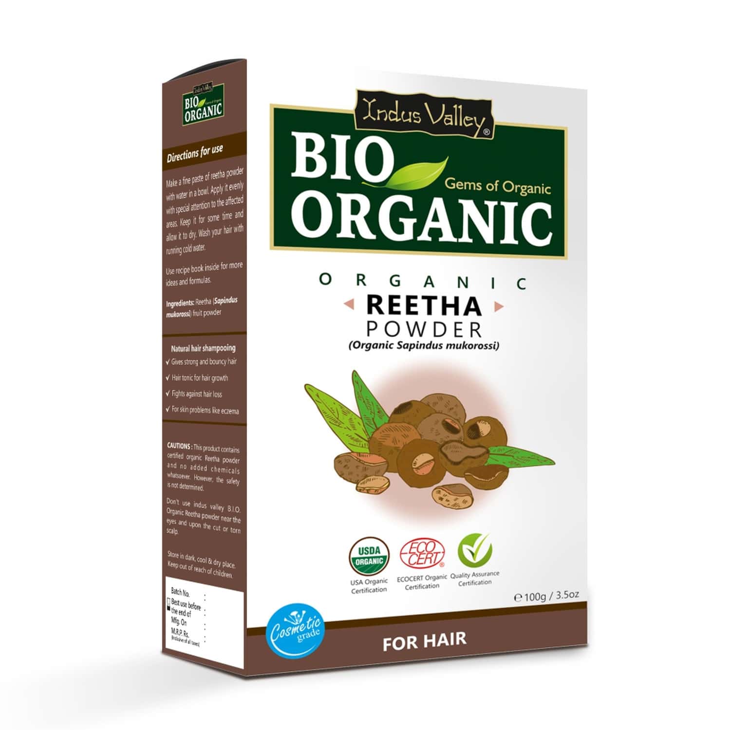 Indus Valley 100% Organic Reetha Powder For Hair & Scalp Treatment - 100g