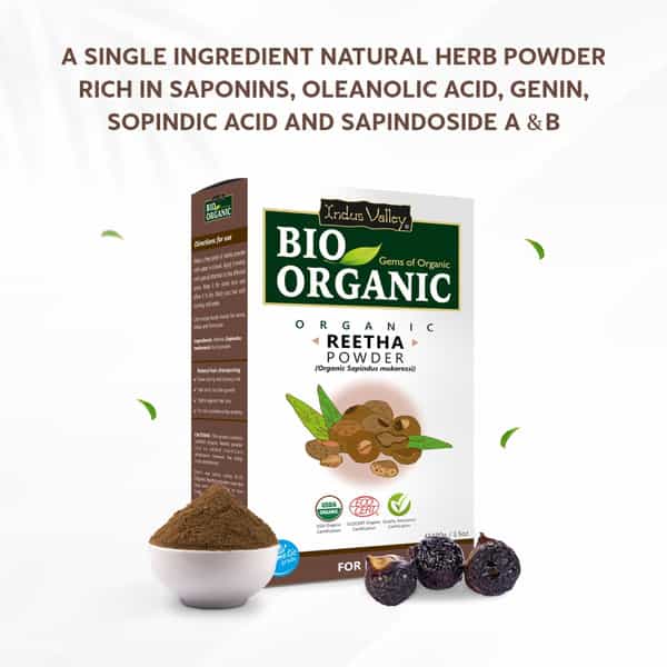 Indus Valley 100% Organic Reetha Powder For Hair & Scalp Treatment - 100G