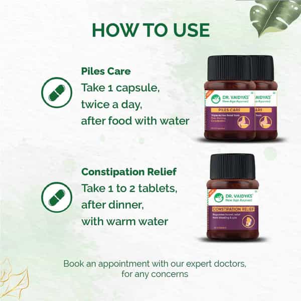 Dr. Vaidya's Piles Relief Pack (2-Piles Care And 1-Constipation Relief)
