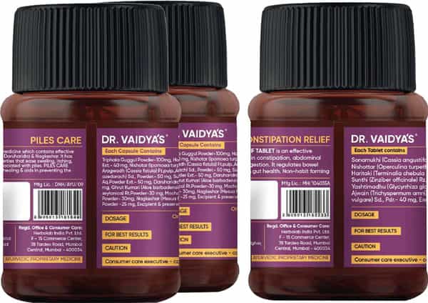 Dr. Vaidya's Piles Relief Pack (2-Piles Care And 1-Constipation Relief)