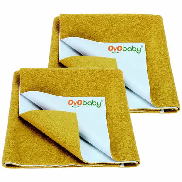 Oyo Baby Baby Dry Sheet Waterproof For Elderly Patients -Pack Of 2 (Large- 140 Cm X 100 Cm)Gold
