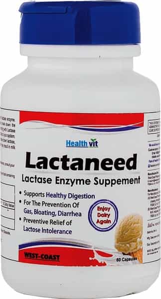 Healthvit Lactaneed Lactase Enzyme Supplement 300Mg For Lactose Intolerance - 60 Capsules