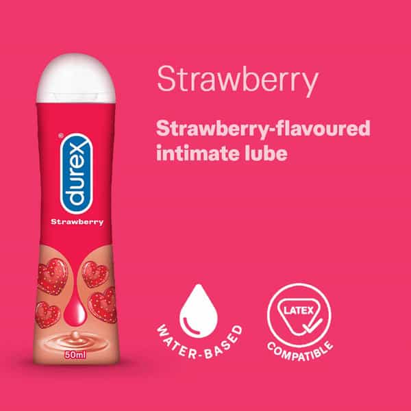 Durex Air Condoms For Men-10Count With Durex Strawberry Flavoured Lubricant Gel-50Ml