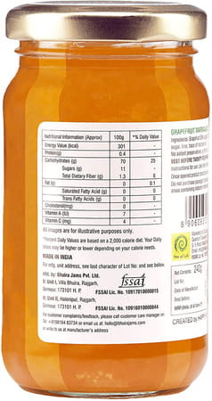 Bhuira All Natural Grapefruit Marmalade |No Artifical Color Added - 240 Gm - Pack Of 1