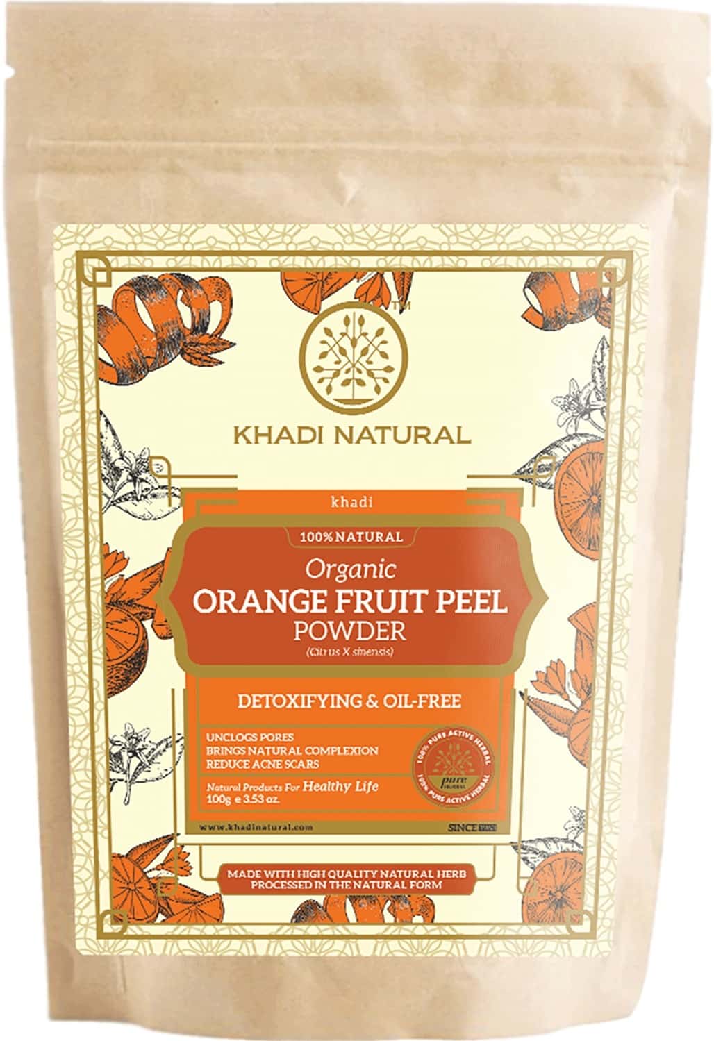 Khadi Natural Orange Fruit Peel Organic Powder 100 Gm