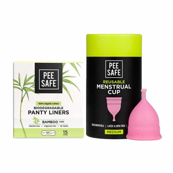 Pee Safe Menstrual Cup (Small) & Bio Panty Liners Combo | Extra Comfort And Long Lasting Protection