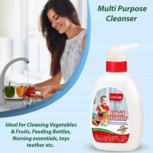 Luvlap Liquid Cleanser Anti-Bacterial Food Grade For Baby Bottles Accessories And Vegetables 500Ml