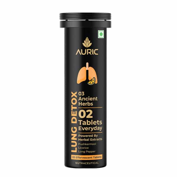 Auric Lung Detox Supplement Pack Of 20 Tablets | Natural Blend Of Nac & Herbs Extract | Resp 365