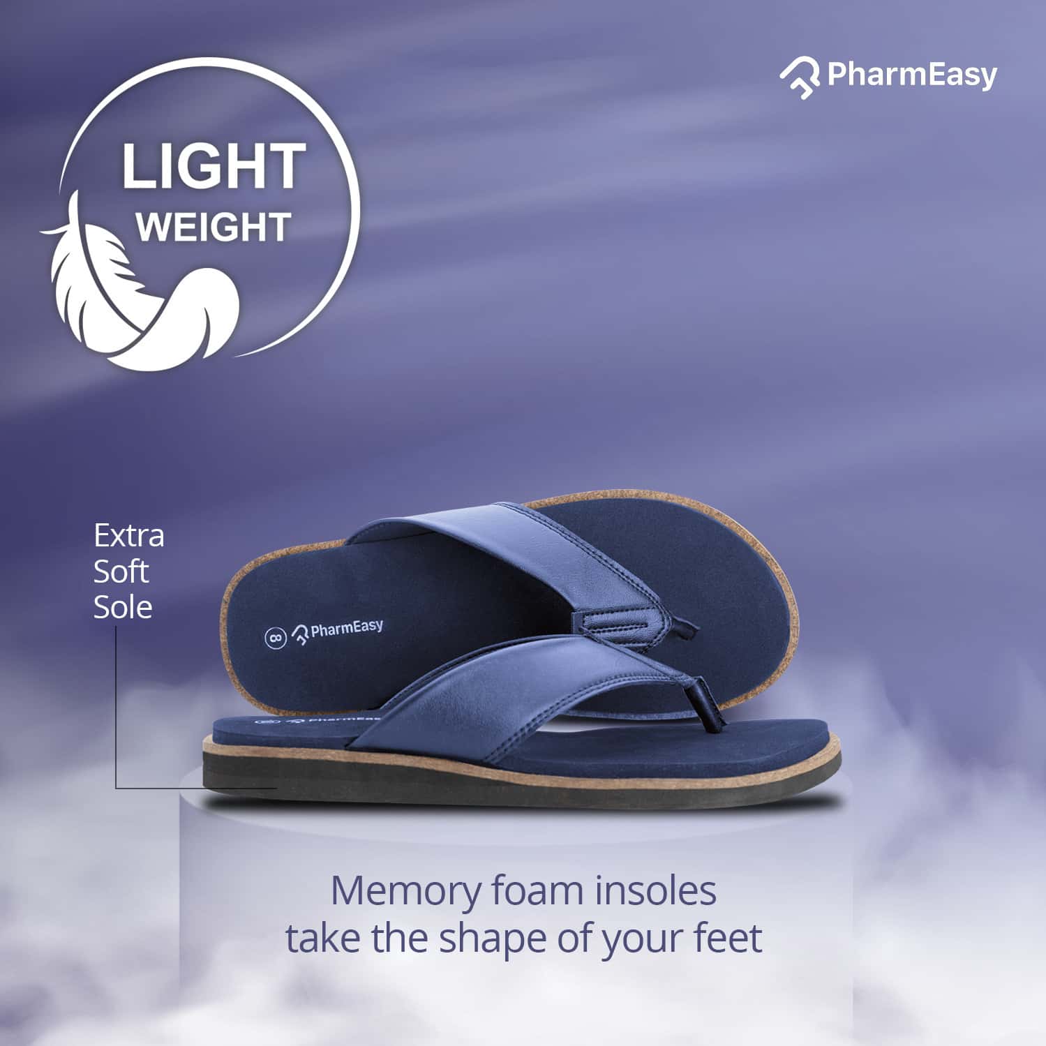 Pharmeasy Men'S Diabetic Orthopedic Slippers Royal Blue Size