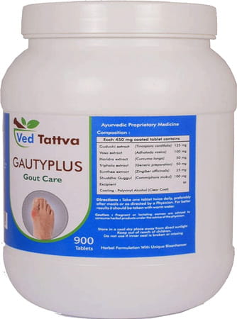 Ved Tattva Gautyplus 900 Tablets | Natural Supplement For Gaut Care Uric Acid Support (Pack Of 4)