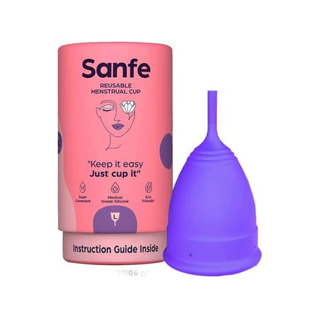 Sanfe Reusable Menstrual Cup With No Rashes Leakage Or Odor-Premium Design Large Size(Pack Of 2)