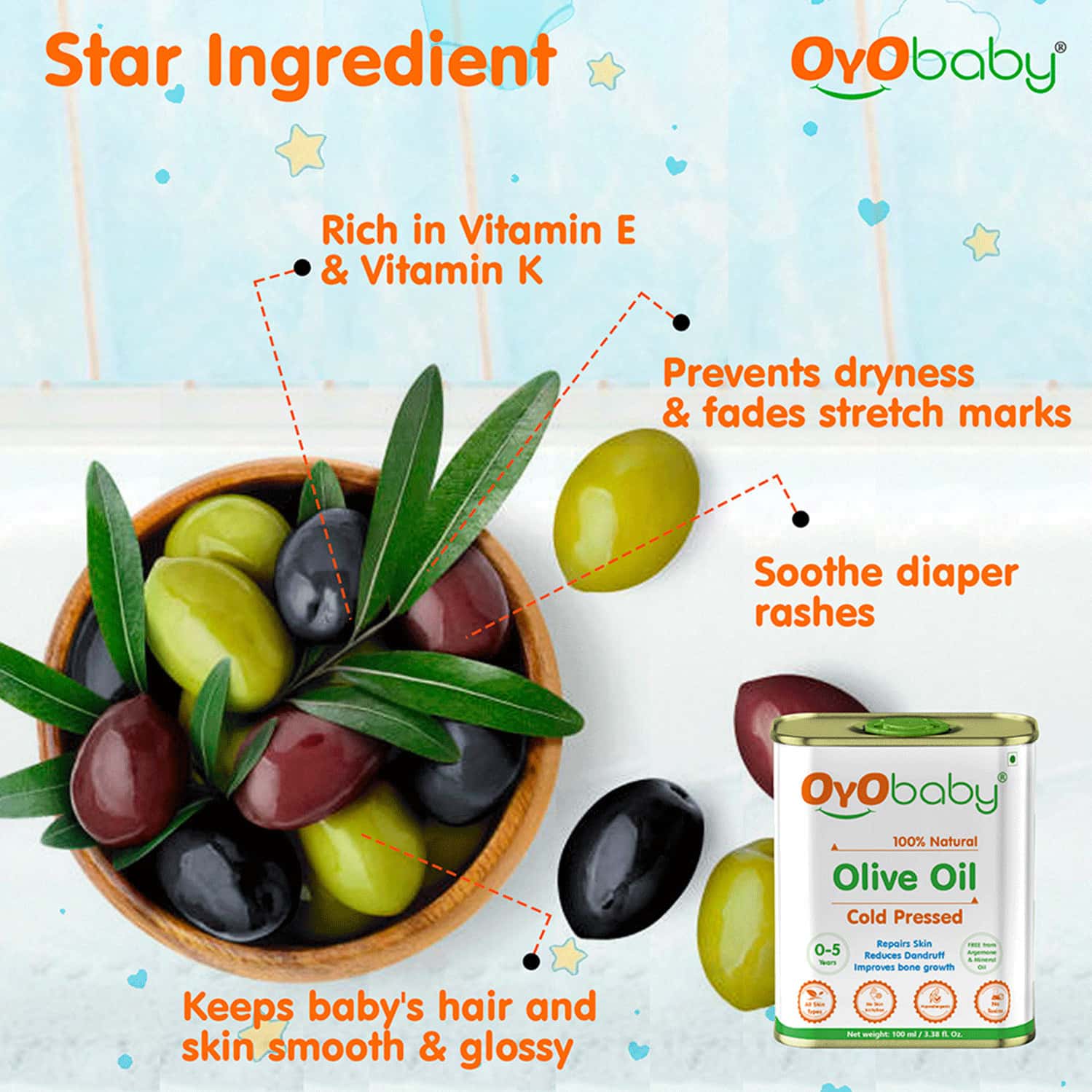 Buy OYO BABY EXTRA VIRGIN OLIVE OIL FOR BABY MASSAGE 100ML Online & Get