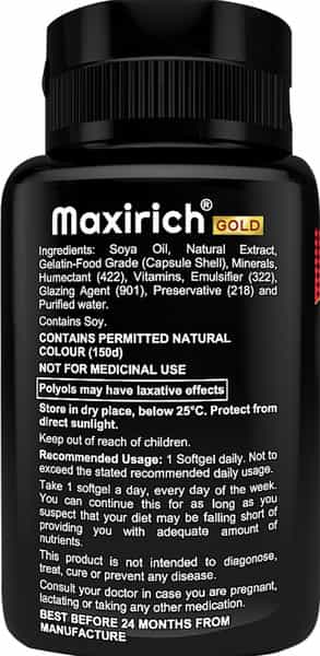Maxirich Gold Advanced Daily Supplement Bottle | 30 Capsules (Pack Of 2)