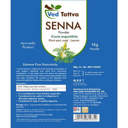 Ved Tattva Senna Powder - 1 Kg (Pack Of 2)