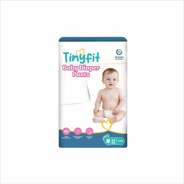 Tinyfit Baby Diaper Pants Medium | Bubble Soft Bed | Multi-Layer Absorption Upto 12 Hrs - M (34 Pcs)