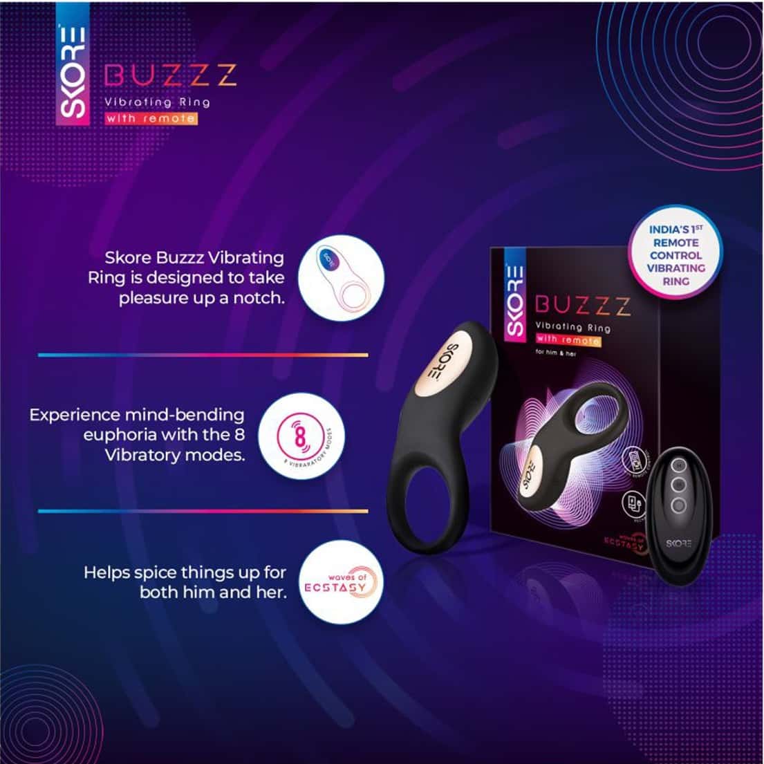 shiver vibrating ring Skore Tremor – Dual Motor Rechargeable Vibrating Ring​ main image 0