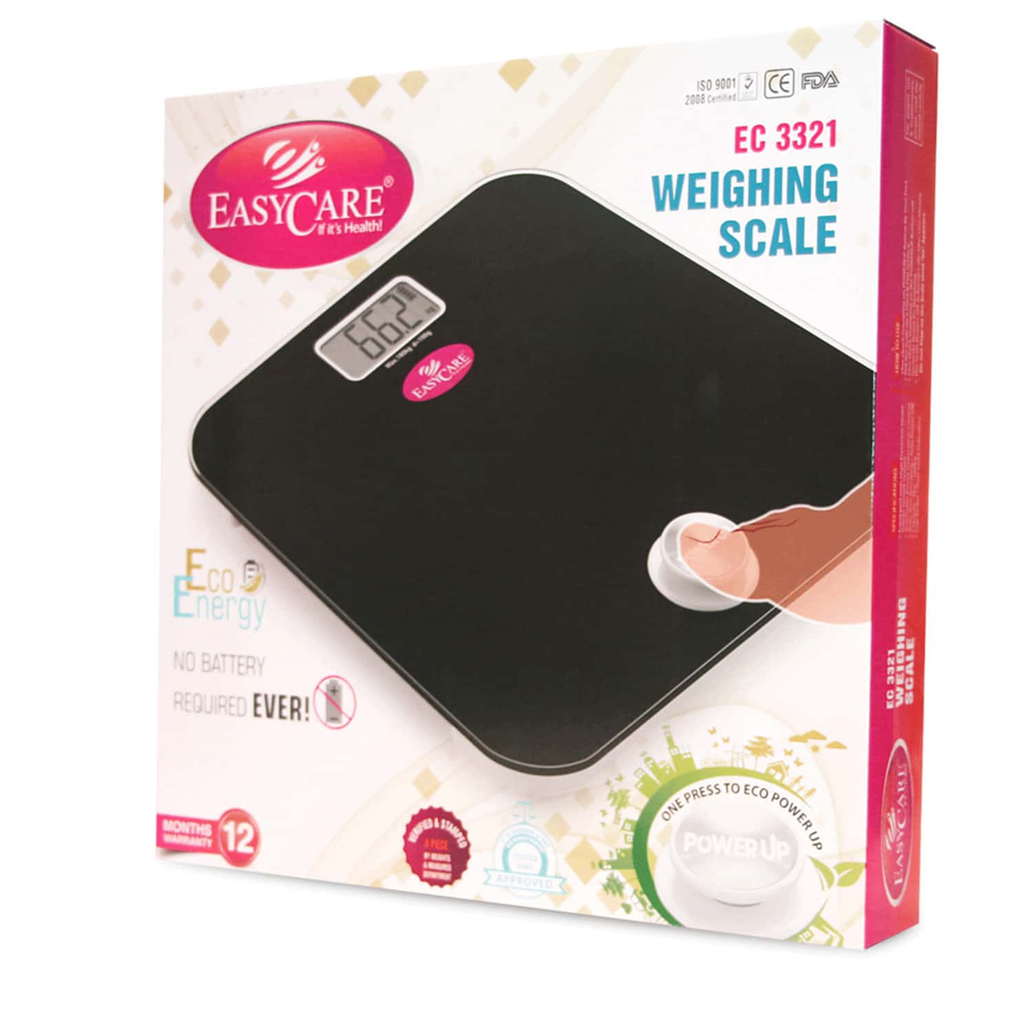 Easycare (German Tech.) Battery Free Weighing Scale (Capacity 180kgs)-Ec3321
