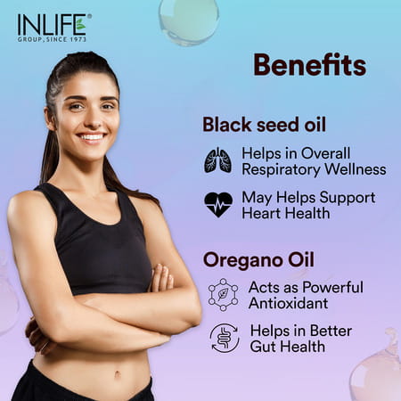 Inlife Black Seed Oil (480mg) & Oregano Oil (20mg 50:1) | Extra Virgin Cold-Pressed 60 Veg Capsules