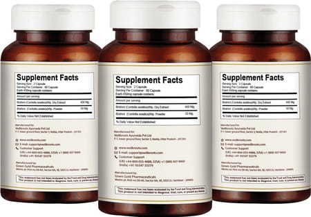 Vedikroots Brahmi (Bacopa Monnieri) Pure Extract 450 Mg 60 Veg Capsules (Pack Of 3)