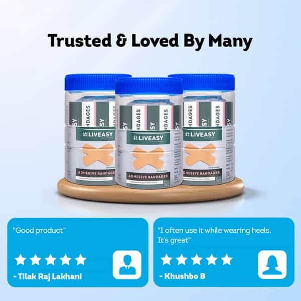 Liveasy Adhesive Bandages - Box Of 100 - Medicated Bandage For Faster Recovery