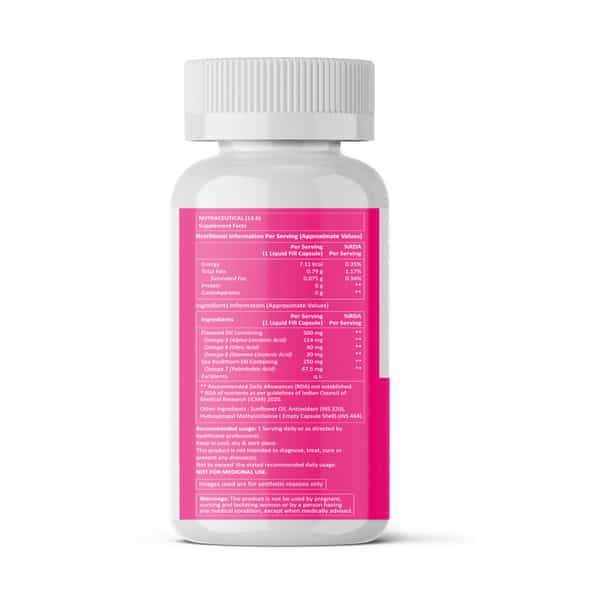 Fixuphealth Omega 3 6 7 9 Vegan Flaxseed Sea Nutrition Supplement For Hair Skin & Bones 60Cap Pack 2