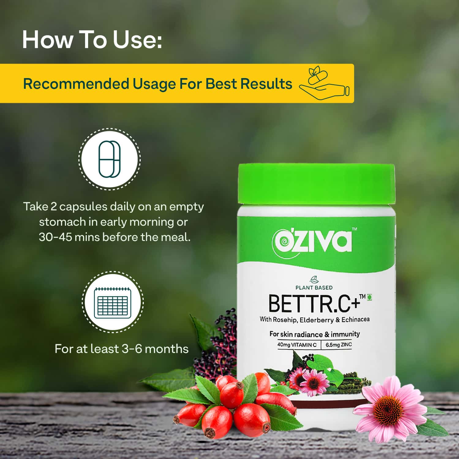 Buy OZIVA BETTR.C+ 60 CAPSULES | FOR ADVANCED IMMUNITY VEGAN
