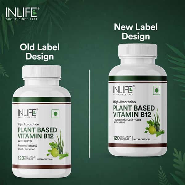 Inlife Plant Based Vitamin B12 Supplements For Men & Women - 120 Veg Capsules
