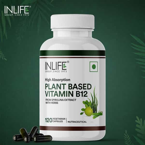 Inlife Plant Based Vitamin B12 Supplements For Men & Women - 120 Veg Capsules