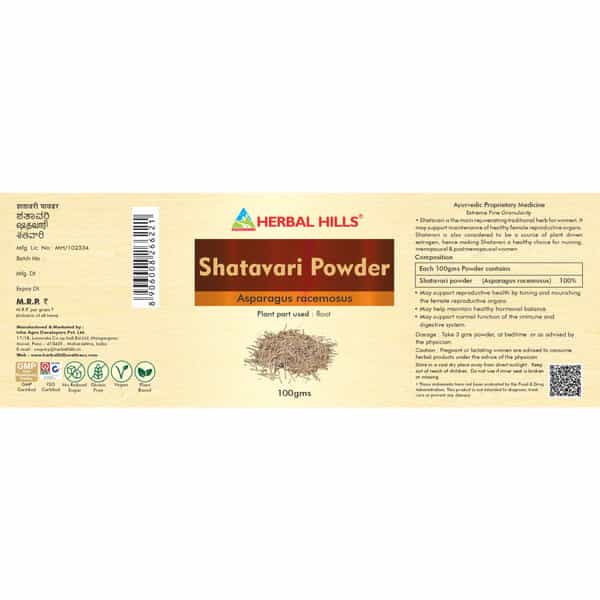Herbal Hills Shatavari Powder - 100 Gms (Pack Of 4)