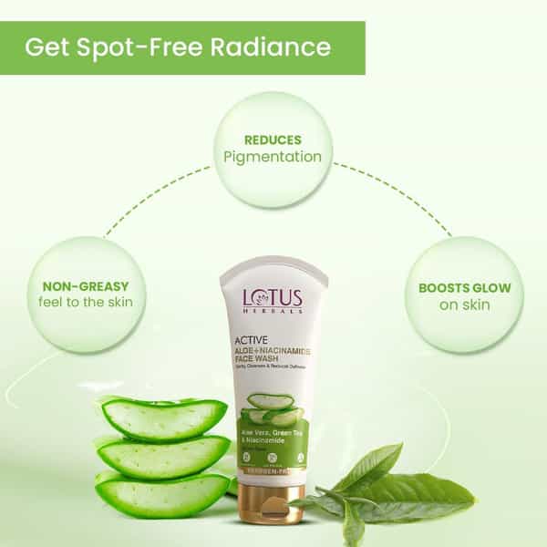 Lotus Herbals Active Aloe + Niacinamide Face Wash 100G ( Pack Of 2)