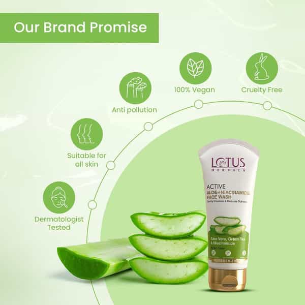 Lotus Herbals Active Aloe + Niacinamide Face Wash 100G ( Pack Of 2)