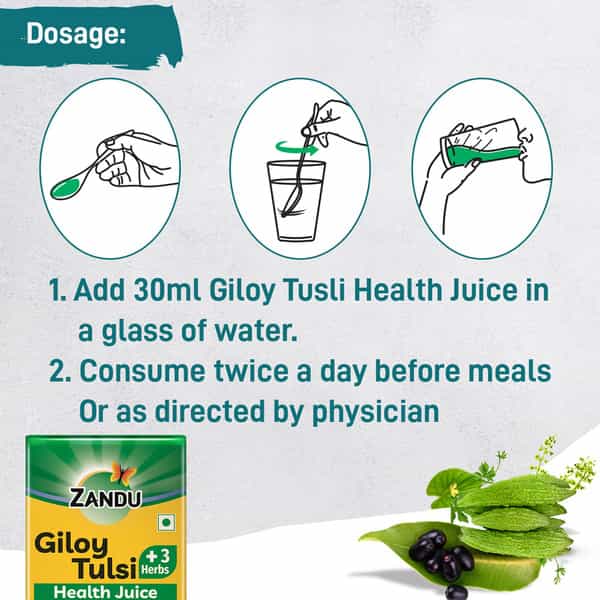 Zandu Giloy Tulsi + 3 Herbs Health Juice - 1000Ml