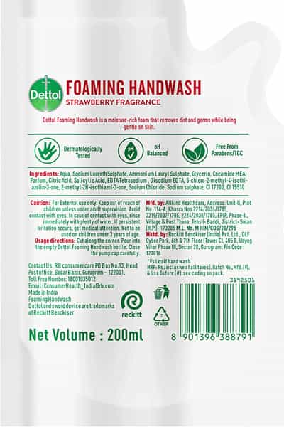 Dettol Strawberry Foaming Handwash Refill 200Ml
