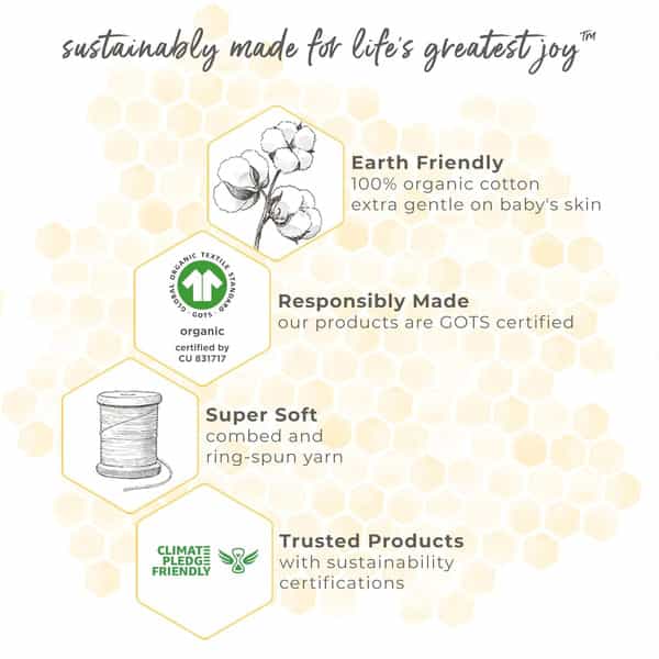 Burt's Bees Hooded Towel | Baby | Organic Cotton | A-Bee-C | Pack Of 2