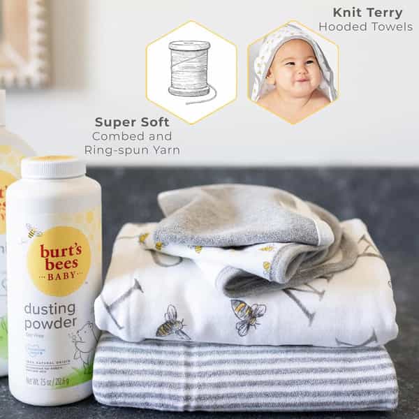 Burt's Bees Hooded Towel | Baby | Organic Cotton | A-Bee-C | Pack Of 2