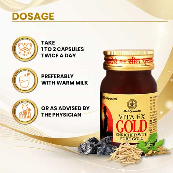 Baidyanath Ayurved Vita Ex Gold 20 Caps | Stamina & Vitality Booster