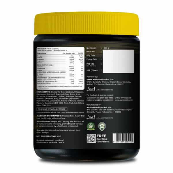 Pure Nutrition Nxtshift Bcaa | Orange | Electrolytes | Amino Acids & Recovery Support 250 Gm