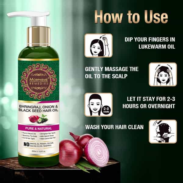 Morpheme Remedies Bhringraj Onion Black Seed Hair Oil 200Ml