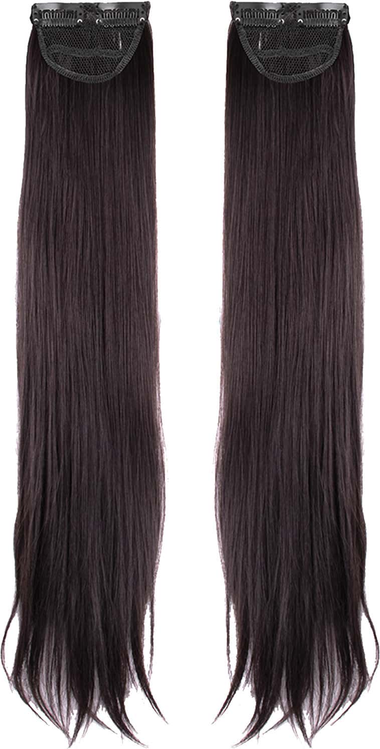 Streak Street Clip-In 24" Straight Dark Brown Side Patches (2pcs Set)
