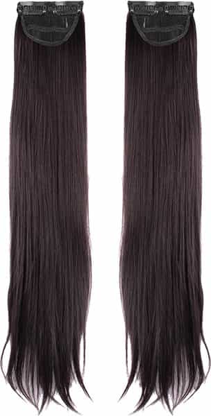 Streak Street Clip-In 24" Straight Dark Brown Side Patches (2Pcs Set)