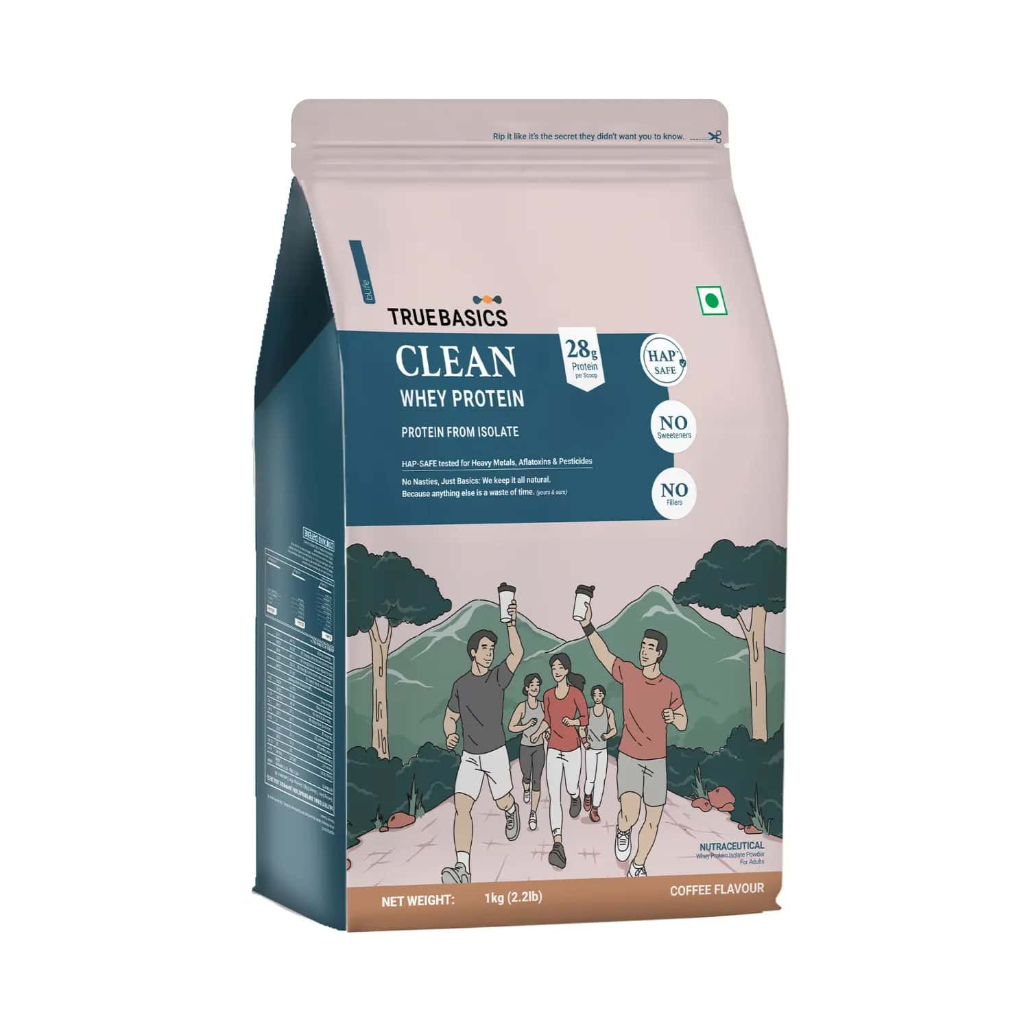 Truebasics Clean Whey 100% Protein Isolate Powder (Coffee | 1kg) | 28g Protein